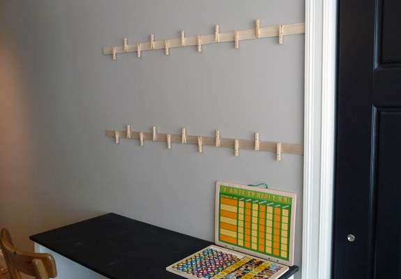 DIY art rails for displaying children's work